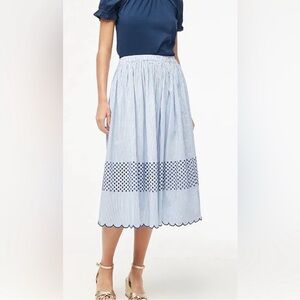Embroidered Midi Skirt with Scalloped Hem Petite Large